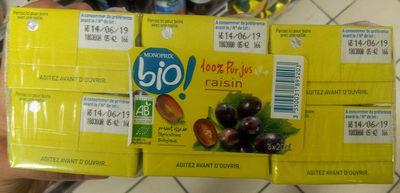 100% pur jus de raisin issu de l'agriculture biologique