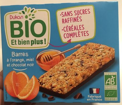 Barres à l'orange miel et chocolat noir bio