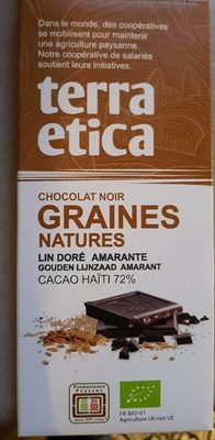 Chocolat Graines Natures Noir 72%