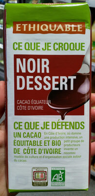 Chocolat Noir Dessert Bio & équitable