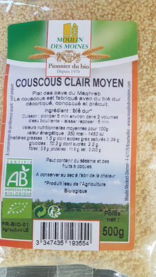 Couscous Clair Moyen Biologique - 500G