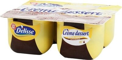 Crème dessert vanille sur lit de chocolat