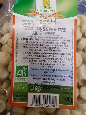 Crôutons épeautre ail et persil