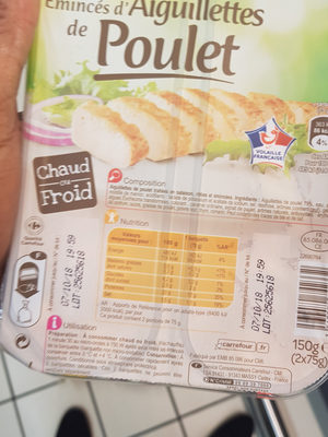 Emincés d'aiguillettes de poulet cuites