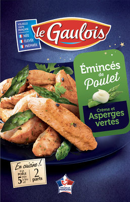 Emincés de poulet, crème asperges vertes