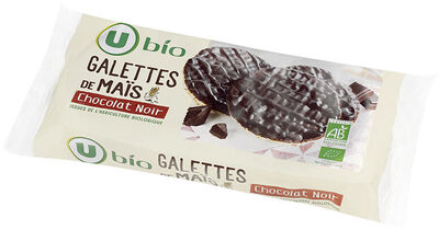 Galette de mais nappée de chocolat noir