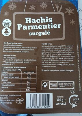 Hachis parmentier surgelé