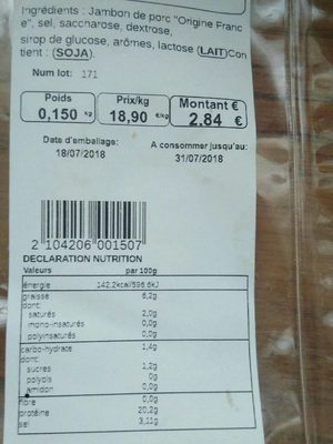Jambon cuit MAS à trancher