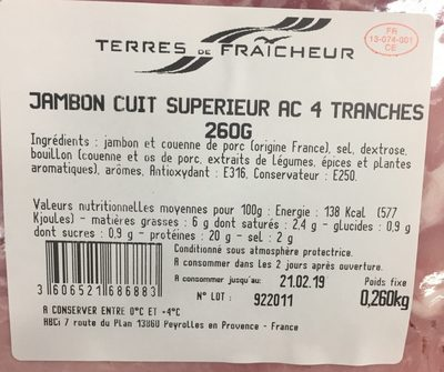 Jambon cuit supérieur