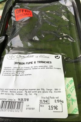 Jambon fumé 6 tranches
