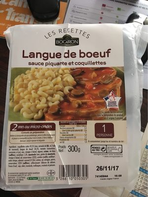 Langue de boeuf sauce piquante et coquillettes