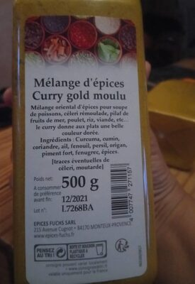Mélange épices curry gold moulu