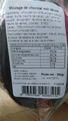 Moulage de chocolat noir