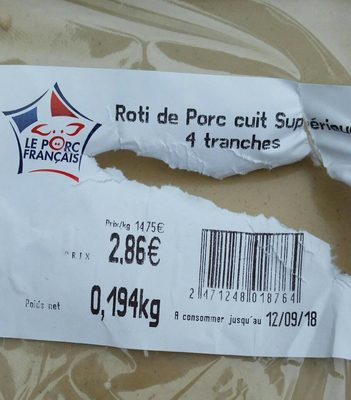 Roti de porc cuit supérieur