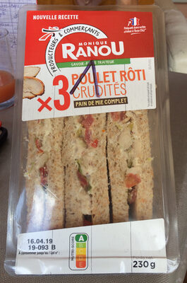 X3 Poulet Roti crudites pain de mie complet